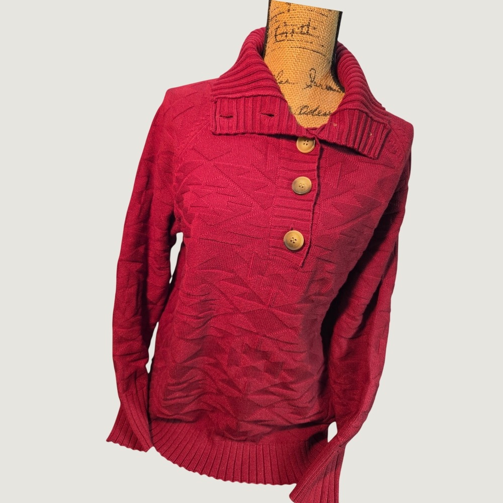 Ariat Ornate Pullover Sweater Women S Cabernet Red Geometric Knit NWT 10062810
